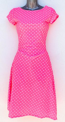 Ladies' Size XS - Polka Dots on Neon Pink