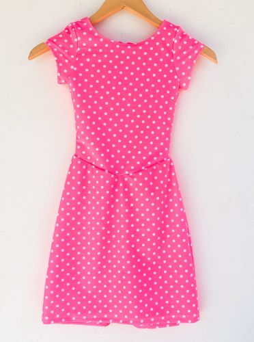 Youth Size 14 - ​ Polka Dots on Neon Pink